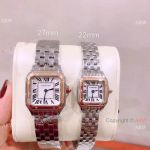 Copy Cartier Panthere De 2 Tone Rose Gold Bezel Quartz Watches